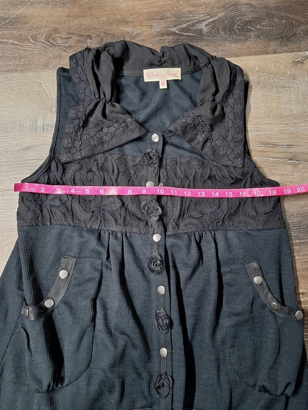 Pretty Angel Sleeveless Boho Lace Snap Dress, Size Medium RN#109796 - Picture 11 of 13